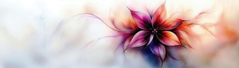 Fototapeta premium Abstract colorful flower design with delicate petals and soft background, conveying tranquility and artistic beauty for creative projects and designs