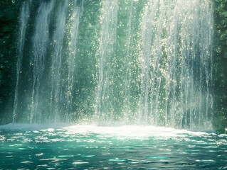 Glittering waterfall texture in blue and green tones