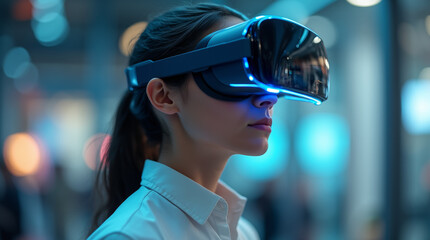 Futuristic smart headset displaying virtual reality technology trends and innovations