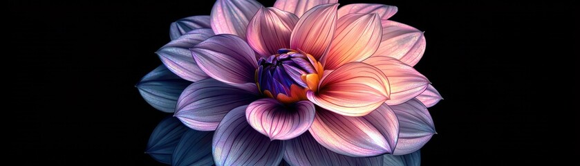 Fototapeta premium Stunning Vibrant Flower Blossom With Soft Petals Reflecting Light in Dark Background for Artistic Floral Designs and Nature-Inspired Concepts
