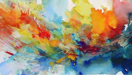 Vibrant Watercolor Abstraction HandPainted Swirls of Color Evoking Emotion and Mood, Showcasing Artistic Mastery, Date Stamped at.