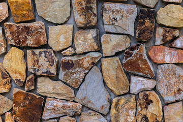 Rugged stone wall with varied textures and natural earth tones