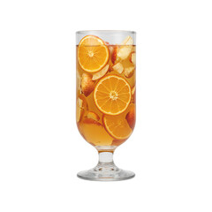Refreshing sangria with orange and apple slices in a glass