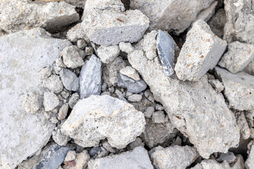 Crushed concrete rubble in a pile for recycling and construction material