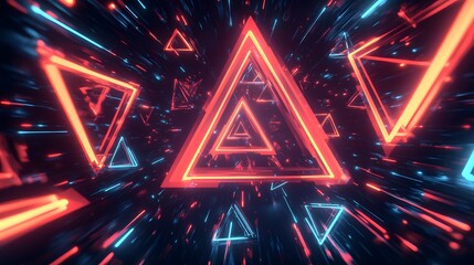 Neon triangles overlapping in an infinite digital space