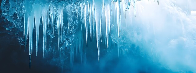 Frozen waterfall inside an ice cave
