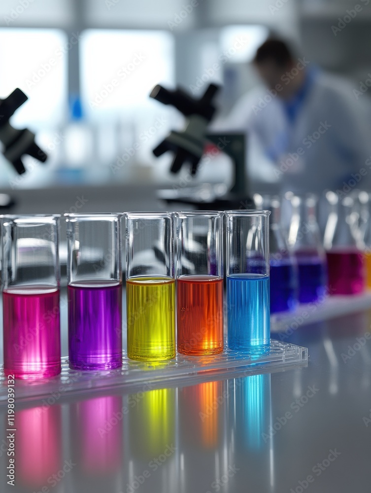 Aufkleber laboratory filled with colorful test tubes and microscopes facilitating scientific research and expe