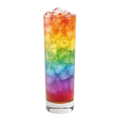 Vibrant rainbow cocktail in tall glass