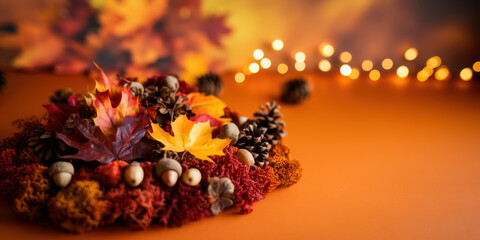 Autumn Still Life Fall Leaves Pinecones Acorns Thanksgiving
