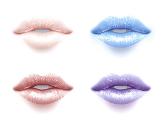 Obraz premium Four Pairs Of Glossy Lips In Various Pastel Shades