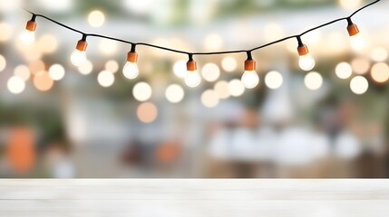 String Lights Illuminate a Blurred Festive Background