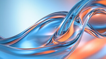 Abstract Blue and Orange Liquid Swirls
