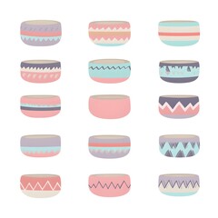 Collection of Decorative Bowls with Geometric Patterns