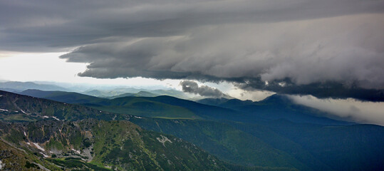 Beautiful mountain landscape . storm