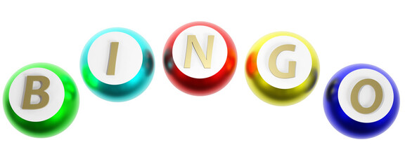 colorful bingo balls isolated on the white background