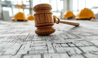 Gavel on Construction Blueprints: Legal and Building Concepts