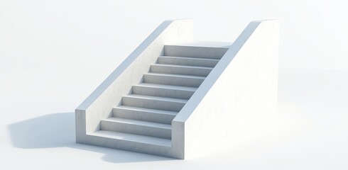 White staircase with steps isolated against a white background