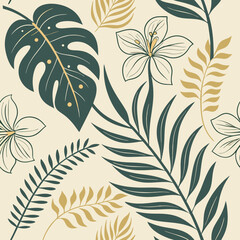 Seamless Tropical Leaves Pattern