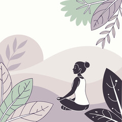 Serene Yoga and Nature Illustration