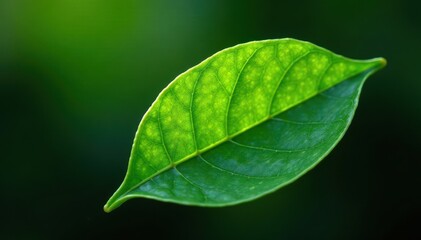 Fototapeta premium Single vibrant green lemon leaf, crisp detail , nature, ingredient, botanical