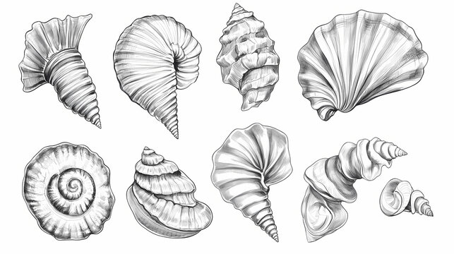 Png sea shell illustration seashell sketch. Seashell. Illustration