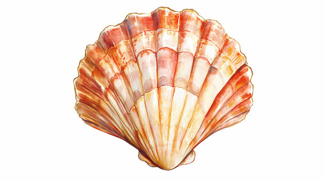 Sea shell illustration. watercolor seashell isolated white background. hand drawn watercolor painting shell. Seashell. Illustration