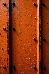 Deep orange and brown rusted steel texture, close-up, weathered, red