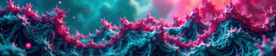 Magenta teal fractal geometric shapes loop seamlessly , illusion, optical