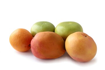 colorful grapefruits fruits on white background