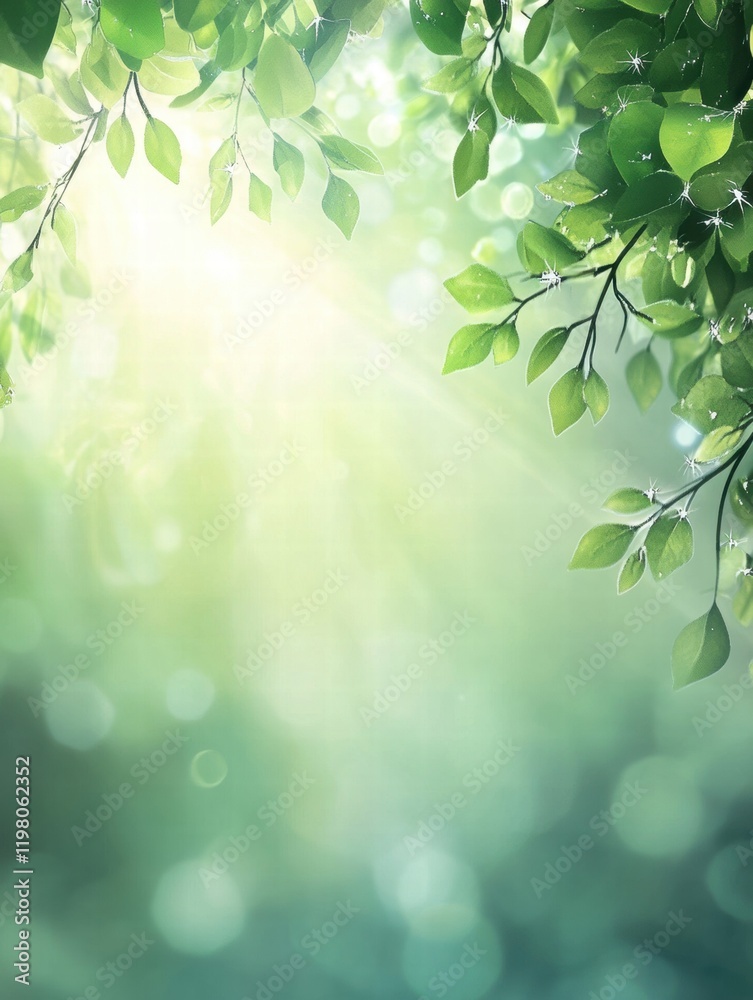 Leinwandbilder sunlight filtering through leaves in a serene green forest at midday creating a peaceful atmosphere.