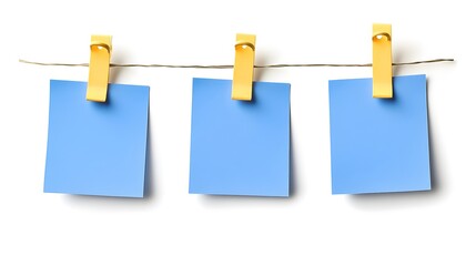 Three Blue Notes Hanging On A Clothesline