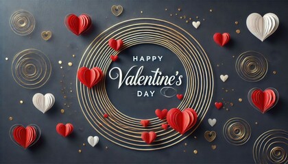 Obraz premium stylish hearts frame valentines day card design