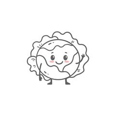  Cartoon cabbage. Cute character vegetable isolated on white background. Doodle style. Vector