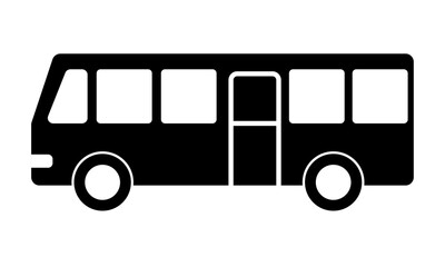 横向きのバスのシルエットイラスト © ちーたん