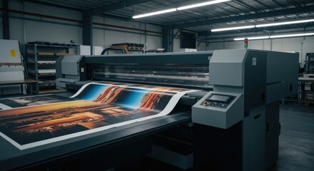 Obraz premium Large format printing equipment creates bright, high-quality images on paper for commercial use