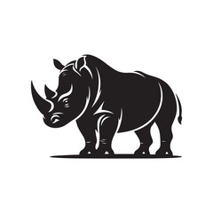 Black Color Rhino silhouette design Vector Illustration, Solid White Background (10).eps
