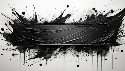 Vibrant Black Paint Splatters Create Abstract Patterns Against a Clean White Background, Showcasing Modern Artistic Expression
