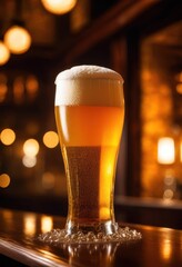 close view frothy beer bubbles glass showcasing crisp details texture, amber, beverages, brew, carbonation, cheers, drink, draft, exquisite, foam, fresh