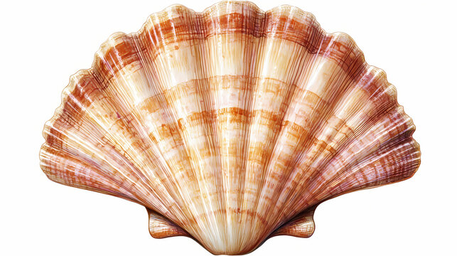 A closeup of a seashell specifically a scallop. Seashell. Illustration
