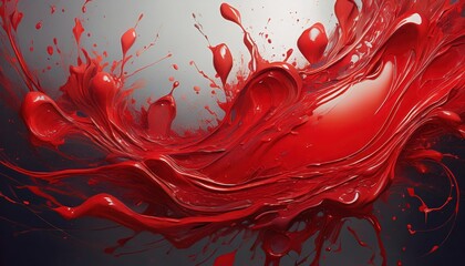 Vivid Red Strokes or Dried Blood A Dramatic Contrast on a White Canvas, Evoking Mystery and...