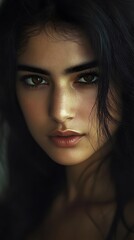 Woman's portrait with intense expression
