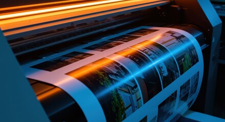 Large format printing equipment creates bright, high-quality images on paper for commercial use