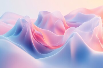 Abstract landscape with soft pastel colors resembling gentle waves at sunrise
