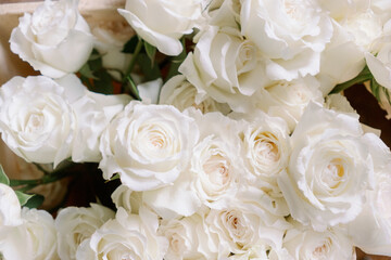 white roses bouquet
