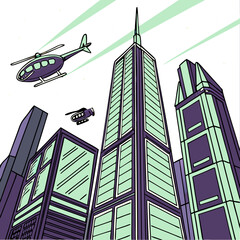 Futuristic Cityscape with Neon Lights