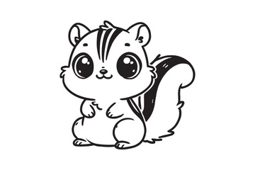 Cute cartoon chipmunk outline