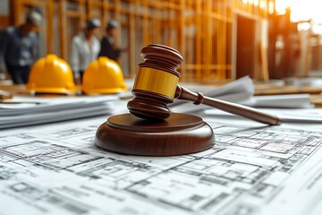Gavel on Construction Blueprints: Legal Dispute Concept