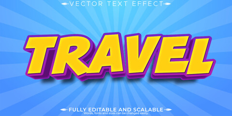 Travel editable text effect, editable cartoon and comic text style