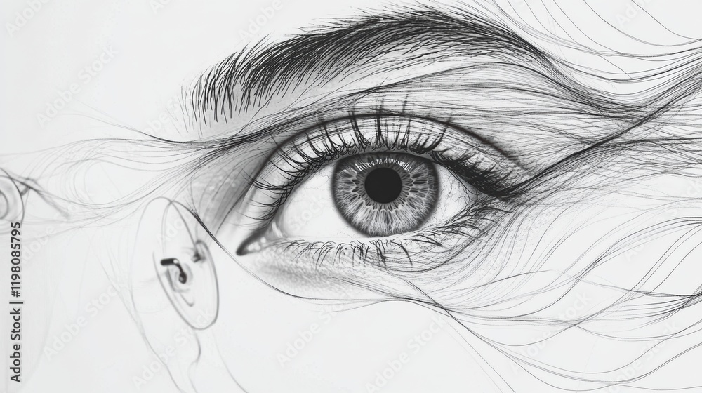 Aufkleber close up view of a human eye with intricate details reflecting emotions and thoughts. generative ai