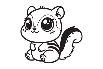 Cute cartoon chipmunk outline
